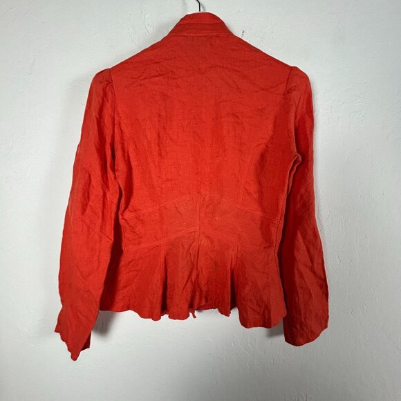Tancredi & Morgen Womens Red Mandarin Collar Button-Front Jacket with Pockets - Picture 2 of 8